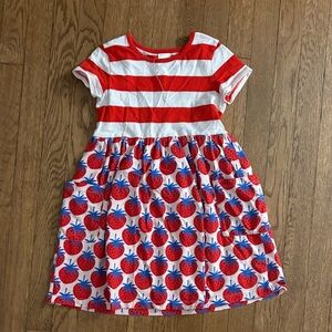 Hanna Andersson Red and White Striped Dress with Strawberry Design
